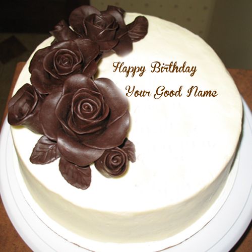 Chocolate Rose Birthday Wish Name Cake Pictures - Name Birthday Cake